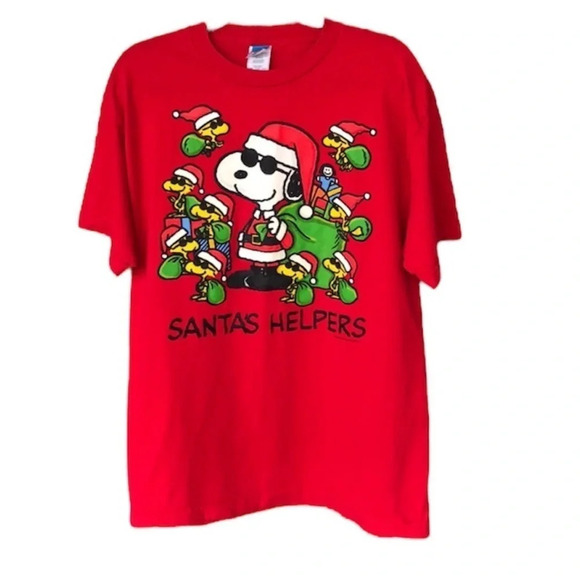 Vintage Snoopy Peanuts Short Sleeve Christmas Tee - Picture 1 of 4
